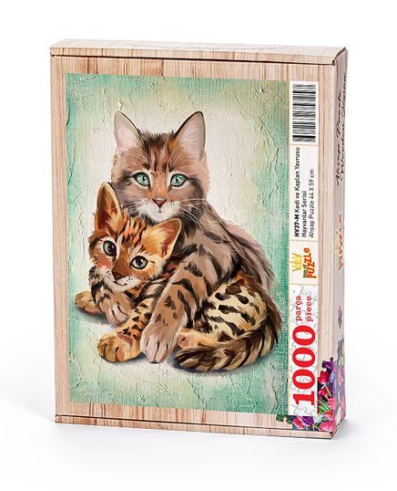 Kedi ve Kaplan Yavrusu Ahşap Puzzle	1000 Parça (HV37-M)
