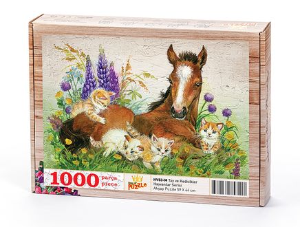 Tay ve Kedicikler Ahşap Puzzle 1000 Parça (HV53-M)