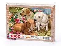 Bahçede Köpekler Ahşap Puzzle 1000 Parça (HV63-M)