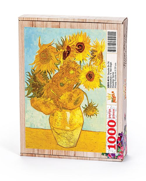 Bir Vazoda On İki Günebakan - Vincent Van Gogh Ahşap Puzzle 1000