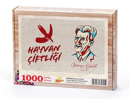 Hayvan Çiftliği - Metinli Bayrak Ahşap Puzzle 1000 Parça (KT73-M)