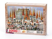 Tarihi Meydanda Kalabalık Ahşap Puzzle 1000 Parça (MF29-M)