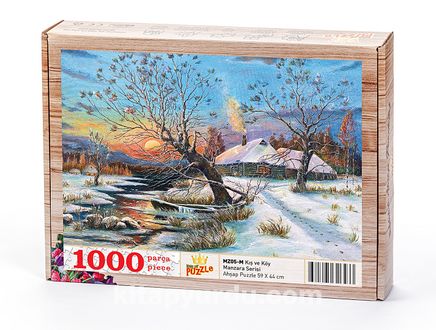 Kış ve Köy Ahşap Puzzle 1000 Parça (MZ05-M)