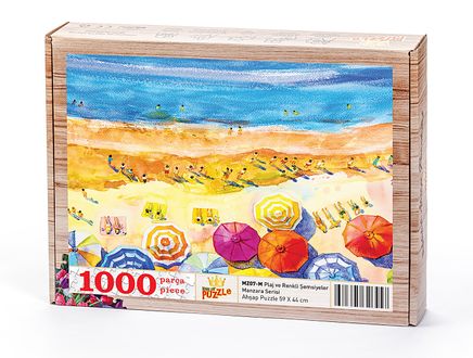Plaj ve Renkli Şemsiyeler Ahşap Puzzle 1000 Parça (MZ07-M)