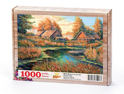 Dere Kenarında Orman Köyü Ahşap Puzzle 1000 Parça (MZ19-M)