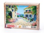 Sahilde Mavi Panjurlu Evler Ahşap Puzzle 1000 Parça (MZ25-M)