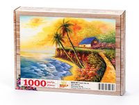 Tropik Ada da Gün batımı Ahşap Puzzle 1000 Parça (MZ37-M)