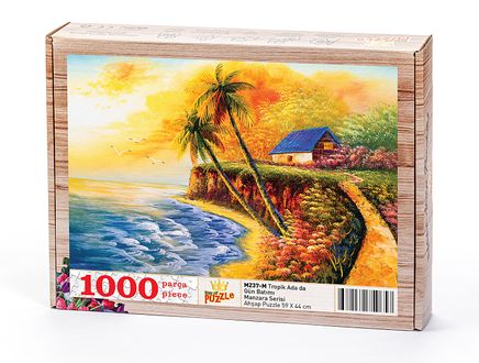 Tropik Ada da Gün batımı Ahşap Puzzle 1000 Parça (MZ37-M)
