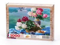 Nehir Manzaralı Kafe de Kahvaltı Ahşap Puzzle 1000 Parça (MZ41-M)