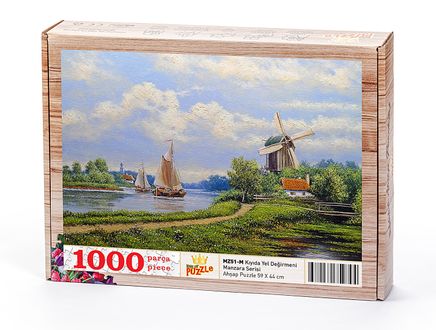 Kıyıda Yel Değirmeni Ahşap Puzzle 1000 Parça (MZ51-M)