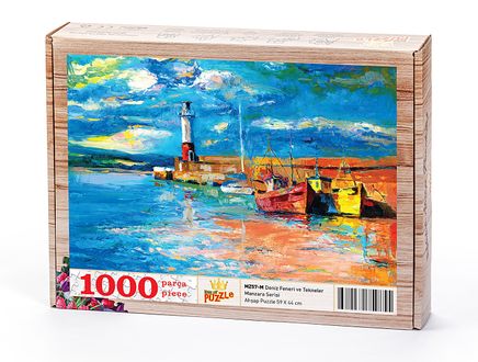 Deniz Feneri ve Tekneler Ahşap Puzzle 1000 Parça (MZ57-M)