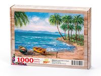 Tropik Sahil ve Kayık Ahşap Puzzle 1000 Parça (MZ63-M)
