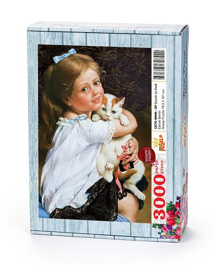 Çocuk ve Kedi (Sürpriz Parçalı) Ahşap Puzzle 3000 Parça (CK75-MMM)