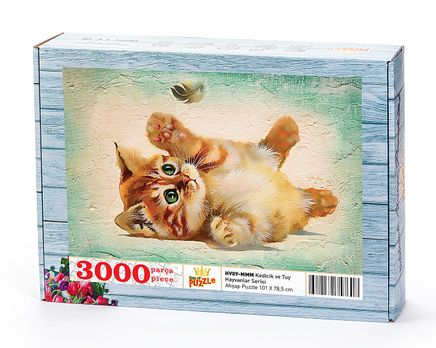 Kedicik ve Tuy Ahşap Puzzle 3000 Parça (HV89-MMM)