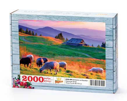 Günbatımı ve Koyunlar Ahşap Puzzle 2000 Parça (HV55-MM)