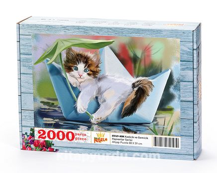 Kedicik ve Gemicik Ahşap Puzzle 2000 Parça (HV69-MM)