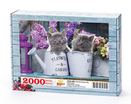 Sulama Kovasında Kedicikler Ahşap Puzzle	2000 Parça (HV75-MM)