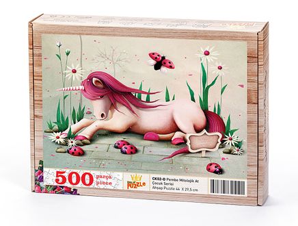 Pembe Mitolojik At Ahşap Puzzle 500 Parça (CK02-D)