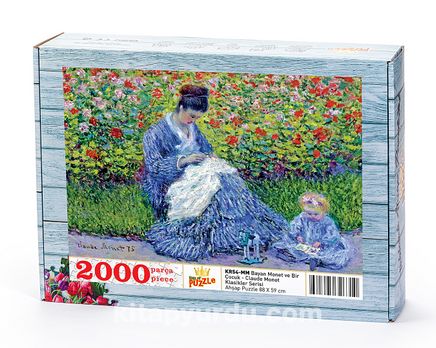 Bayan Monet ve Bir Çocuk / Claude Monet Ahşap Puzzle 2000 Parça (KR54-MM)