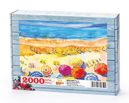 Plaj ve Renkli Şemsiyeler Ahşap Puzzle 2000 Parça (MZ53-MM)