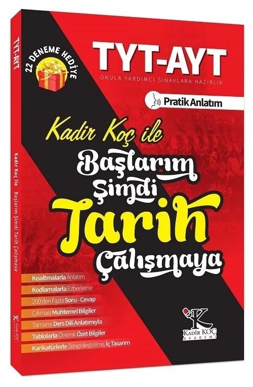 YKS TYT AYT Başlarım Şimdi Tarih Çalışmaya (22 Deneme İlaveli) 