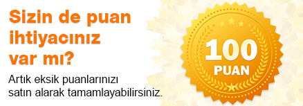 Eksik puanlarınızı, puan satın alarak tamamlayabilirsiniz