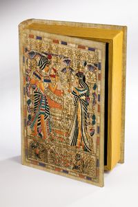 Kitap Şeklinde Ahşap Hediye Kutu - Mısır Papirus Tutankamon