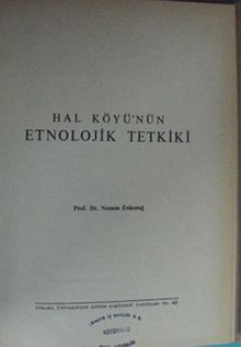 Hal Köyü'nün Etnolojik Tetkiki / 4-G-20