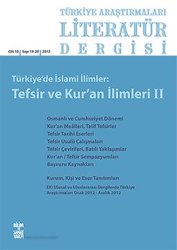 Türkiye Araştırmaları Literatür Dergisi Bahar 2012 Cilt 10 Sayı:19-20