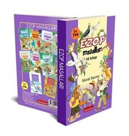 Ezop Masalları Seti Renkli Resimli Düz Yazılı (10 Kitap Takım, Küçük Boy)