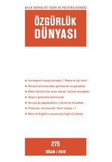 Özgürlük Dünyası / Aylık Sosyalist Teori ve Politika Dergisi / Nisan 2016 Sayı:275
