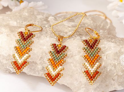 Zikzak Kolye Küpe Takımı Toprak Tonları (Miyuki 114)