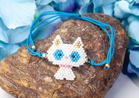 Beyaz Kedi Figürlü Miyuki Bileklik (Miyuki 127)