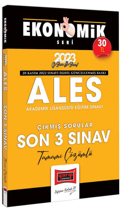 2023 ALES Tamamı Çözümlü Çıkmış Son 3 Sınav Soruları Ekonomik Seri (20 Kasım 2022 Sınavı Dahil) 