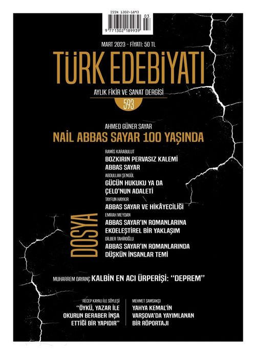 Türk Edebiyatı Aylık Fikir ve Sanat Dergisi Sayı: 593 Mart 2023