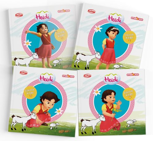 Heidi Etkinlik Kitapları Seti (4 Kitap) & Boyama, Alıştırma, Eşleştirme, Bulmaca, Yaz Çiz Bul