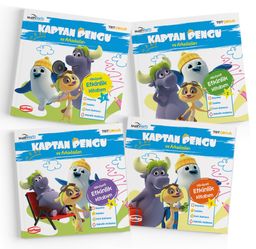 Kaptan Pengu ve Arkadaşları Hikayeli  Etkinlik Kitabım Seti (4 Kitap Set)