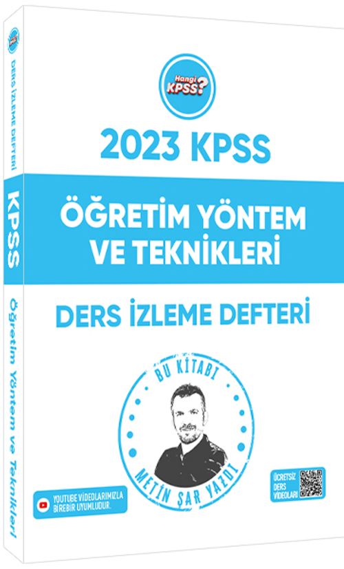 2023 Hangi KPSS Öğretim Yöntem ve Teknikleri Youtube Destekli Ders İzleme Defteri