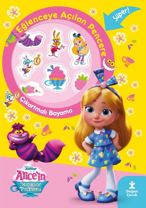 Disney Alice'in Harikalar Pastanesi Eğlenceye Açılan Pencere Çıkartmalı Boyama Kitabı