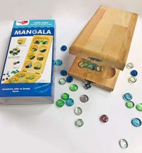 Cam Taşlı Doğal Ahşap Mangala Oyunu