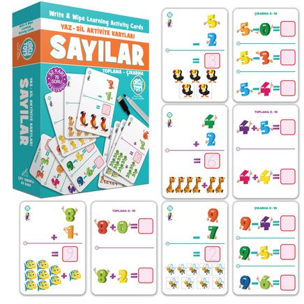 Okul Öncesi Eğitim Kartları Yaz Sil Aktivite Kartları Sayılar (389987)