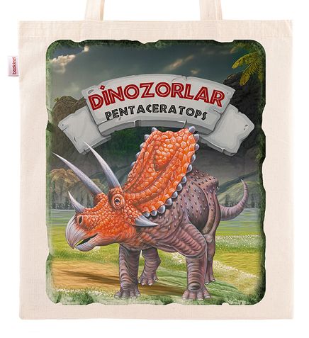 Askılı Bez Çanta - Dinozorlar - Pentaceratops
