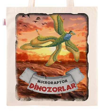 Askılı Bez Çanta - Dinozorlar - Mıcroraptor