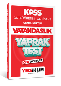 2024 KPSS Ortaöğretim - Ön Lisans Genel Kültür Vatandaşlık Çek Kopart Yaprak Test 