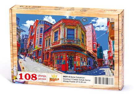 Balat Sokakları - İstanbul Ahşap Puzzle 108 Parça (SK01-C)