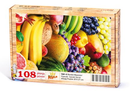 Renkli Meyveler Ahşap Puzzle 108 Parça (YI01-C)