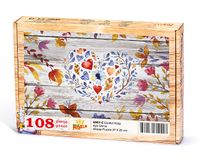 Çiçekli Kalp Ahşap Puzzle 108 Parça (AS01-C)