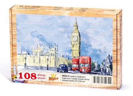 Londra Caddeleri - İngiltere Ahşap Puzzle 108 Parça (SK02-C)