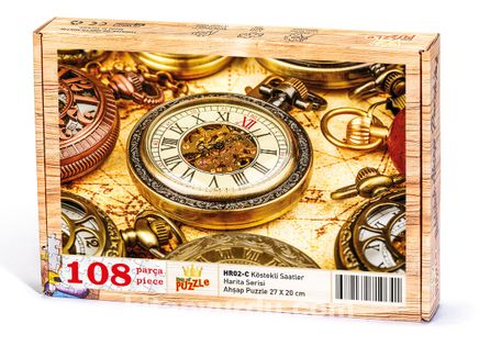 Köstekli Saatler Ahşap Puzzle 108 Parça (HR02-C)