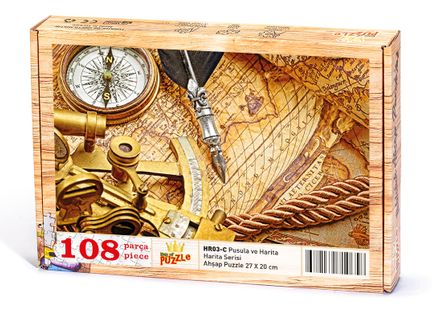 Pusula ve Harita Ahşap Puzzle 108 Parça (HR03-C)